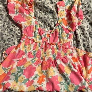 Floral Smocked Dress with Puff Sleeves